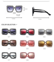 Load image into Gallery viewer, Oversized Sunglasses Square Diamond Sunglasses Women Retro Sunglasses Luxury & Diamond Square Shape Sunglasses For Women Branded Attractive Any Size Crystal Sun Glasses For Ladies Gradient Classic Mirror & Decent Shades