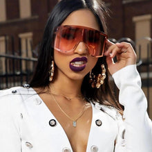 将图片加载到图库查看器,Oversized Women Blue & Yellow Gradient Sunglasses Fashionable Rimless In Metal For Female New Shades Personality Eyewear