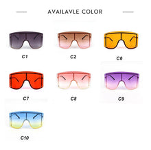 将图片加载到图库查看器,Oversized Women Blue & Yellow Gradient Sunglasses Fashionable Rimless In Metal For Female New Shades Personality Eyewear