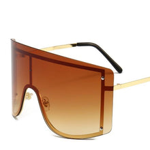将图片加载到图库查看器,Oversized Women Blue & Yellow Gradient Sunglasses Fashionable Rimless In Metal For Female New Shades Personality Eyewear