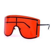 将图片加载到图库查看器,Oversized Women Blue & Yellow Gradient Sunglasses Fashionable Rimless In Metal For Female New Shades Personality Eyewear