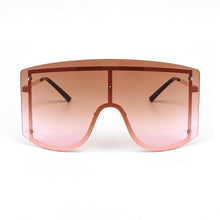 将图片加载到图库查看器,Oversized Women Blue & Yellow Gradient Sunglasses Fashionable Rimless In Metal For Female New Shades Personality Eyewear