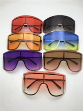 将图片加载到图库查看器,Oversized Women Blue & Yellow Gradient Sunglasses Fashionable Rimless In Metal For Female New Shades Personality Eyewear