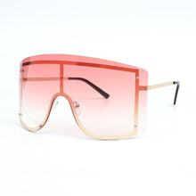 将图片加载到图库查看器,Oversized Women Blue & Yellow Gradient Sunglasses Fashionable Rimless In Metal For Female New Shades Personality Eyewear