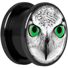 Load image into Gallery viewer, Black White Owl Black Anodized Screw Fit Plug Set 5/8