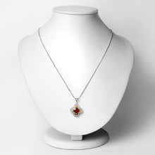 将图片加载到图库查看器,1.63 Carat Genuine Hessonite and White Diamond 18K Yellow Gold with .925 Sterling Silver Pendant