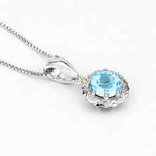 Load image into Gallery viewer, 2.32 Carat Genuine Swiss Blue Topaz and White Diamond 14K Yellow Gold with .925 Sterling Silver Pendant
