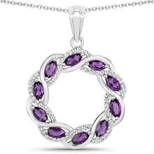 Load image into Gallery viewer, 1.83 Carat Genuine Amethyst and White Topaz .925 Sterling Silver Pendant
