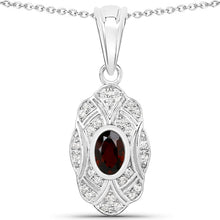 Load image into Gallery viewer, 0.63 Carat Genuine Garnet and White Topaz .925 Sterling Silver Pendant