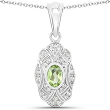 Load image into Gallery viewer, 0.55 Carat Genuine Peridot and White Topaz .925 Sterling Silver Pendant