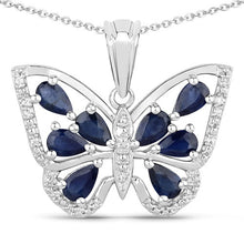 Load image into Gallery viewer, 1.67 Carat Genuine Blue Sapphire and White Zircon .925 Sterling Silver Pendant