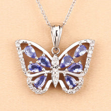 Load image into Gallery viewer, 1.75 Carat Genuine Tanzanite and White Zircon .925 Sterling Silver Pendant