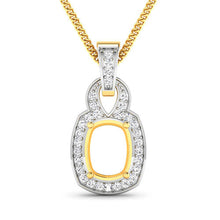 Load image into Gallery viewer, 0.25 Carat Genuine White Diamond 14K Yellow Gold Semi Mount Pendant - holds 9x7mm Cushion Gemstone