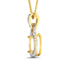 Load image into Gallery viewer, 0.25 Carat Genuine White Diamond 14K Yellow Gold Semi Mount Pendant - holds 9x7mm Cushion Gemstone