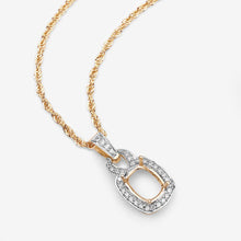Load image into Gallery viewer, 0.25 Carat Genuine White Diamond 14K Yellow Gold Semi Mount Pendant - holds 9x7mm Cushion Gemstone