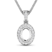 Load image into Gallery viewer, 0.18 Carat Genuine White Diamond 14K White Gold Semi Mount Pendant - holds 8x6mm Oval Gemstone