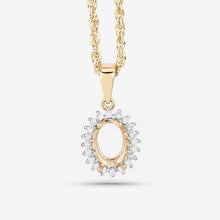 Load image into Gallery viewer, 0.13 Carat Genuine White Diamond 14K Yellow Gold Semi Mount Pendant - holds 8x6mm Oval Gemstone