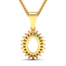 Load image into Gallery viewer, 0.13 Carat Genuine White Diamond 14K Yellow Gold Semi Mount Pendant - holds 8x6mm Oval Gemstone