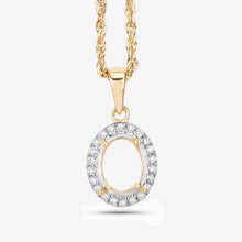 Load image into Gallery viewer, 0.22 Carat Genuine White Diamond 14K Yellow Gold Semi Mount Pendant - holds 9x7mm Oval Gemstone