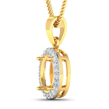 Load image into Gallery viewer, 0.22 Carat Genuine White Diamond 14K Yellow Gold Semi Mount Pendant - holds 9x7mm Oval Gemstone