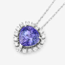 将图片加载到图库查看器,3.25 Carat Genuine Tanzanite and White Diamond 14K White Gold Pendant