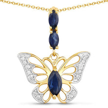 Load image into Gallery viewer, 0.92 Carat Genuine Blue Sapphire and White Zircon .925 Sterling Silver Pendant