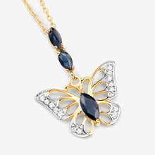 Load image into Gallery viewer, 0.92 Carat Genuine Blue Sapphire and White Zircon .925 Sterling Silver Pendant
