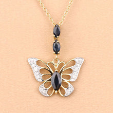 Load image into Gallery viewer, 0.92 Carat Genuine Blue Sapphire and White Zircon .925 Sterling Silver Pendant