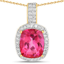 将图片加载到图库查看器,6.87 Carat Genuine Pink Topaz and White Topaz .925 Sterling Silver Pendant
