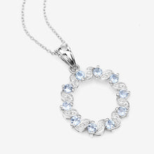 Load image into Gallery viewer, 1.10 Carat Genuine Aquamarine and White Topaz .925 Sterling Silver Pendant