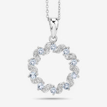 Load image into Gallery viewer, 1.10 Carat Genuine Aquamarine and White Topaz .925 Sterling Silver Pendant