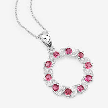 Load image into Gallery viewer, 1.30 Carat Genuine Pink Tourmaline and White Topaz .925 Sterling Silver Pendant