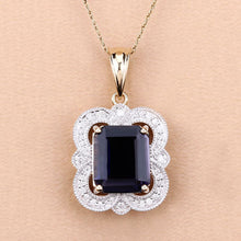 Load image into Gallery viewer, 4.07 Carat Genuine Iolite and White Diamond 14K Yellow Gold Pendant