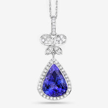 将图片加载到图库查看器,5.54 Carat Genuine Tanzanite and White Diamond 18K White Gold Pendant