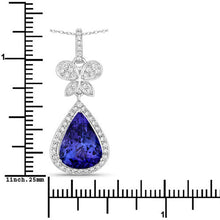 将图片加载到图库查看器,5.54 Carat Genuine Tanzanite and White Diamond 18K White Gold Pendant