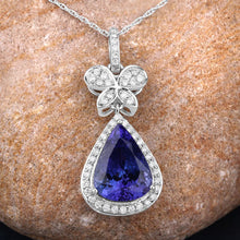 将图片加载到图库查看器,5.54 Carat Genuine Tanzanite and White Diamond 18K White Gold Pendant