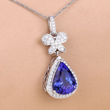 将图片加载到图库查看器,5.54 Carat Genuine Tanzanite and White Diamond 18K White Gold Pendant