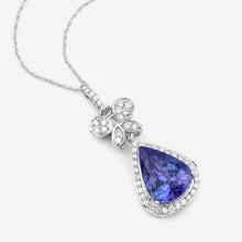 将图片加载到图库查看器,5.54 Carat Genuine Tanzanite and White Diamond 18K White Gold Pendant