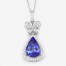 将图片加载到图库查看器,5.54 Carat Genuine Tanzanite and White Diamond 18K White Gold Pendant