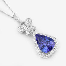 将图片加载到图库查看器,5.54 Carat Genuine Tanzanite and White Diamond 18K White Gold Pendant