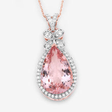 Load image into Gallery viewer, 8.14 Carat Genuine Morganite and White Diamond 14K Rose Gold Pendant