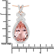 Load image into Gallery viewer, 8.14 Carat Genuine Morganite and White Diamond 14K Rose Gold Pendant