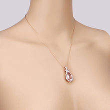 Load image into Gallery viewer, 8.14 Carat Genuine Morganite and White Diamond 14K Rose Gold Pendant