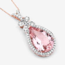 Load image into Gallery viewer, 8.14 Carat Genuine Morganite and White Diamond 14K Rose Gold Pendant