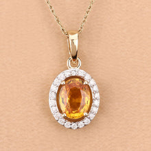 Load image into Gallery viewer, 1.78 Carat Genuine Yellow Sapphire and White Diamond 14K Yellow Gold Pendant