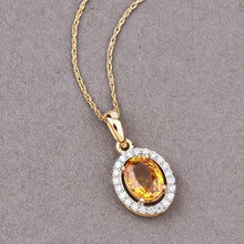 Load image into Gallery viewer, 1.78 Carat Genuine Yellow Sapphire and White Diamond 14K Yellow Gold Pendant