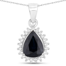 Load image into Gallery viewer, 2.09 Carat Genuine Blue Sapphire and White Diamond 14K White Gold Pendant
