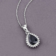 Load image into Gallery viewer, 2.09 Carat Genuine Blue Sapphire and White Diamond 14K White Gold Pendant