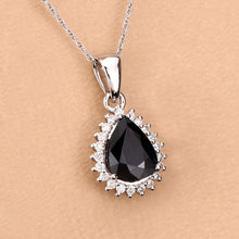 Load image into Gallery viewer, 2.09 Carat Genuine Blue Sapphire and White Diamond 14K White Gold Pendant