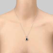 Load image into Gallery viewer, 2.09 Carat Genuine Blue Sapphire and White Diamond 14K White Gold Pendant